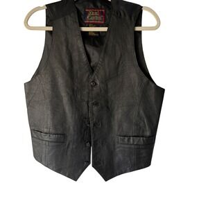 Dual‎ Control Vintage Mens Black Genuine Leather Vested Sm Biker Western